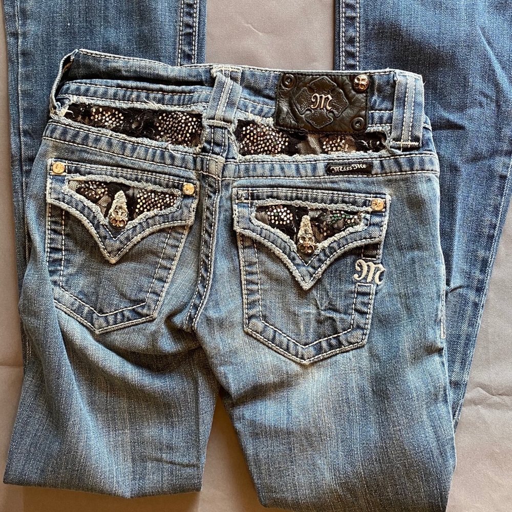 Women's Miss Me Jeans Black Lace Bootcut 25